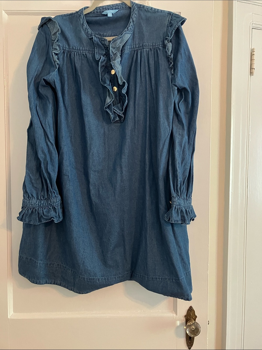 Draper James Blue Denim Button-Front Top